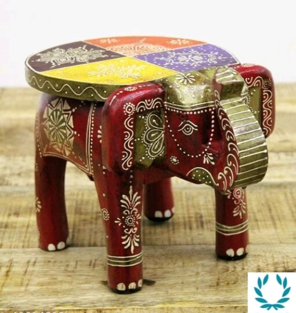 Elly Elephant Stool Hand PaintedFancy Showpieces & Collectibles Wooden Stool - Standard, Wood, Figurines, Pack of 1